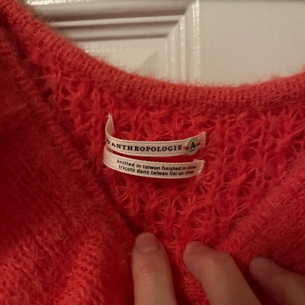 Anthropologie coral orange ruffle neck Fall sweater XS🧡🍊🧶👌🥰 - Picture 6 of 11